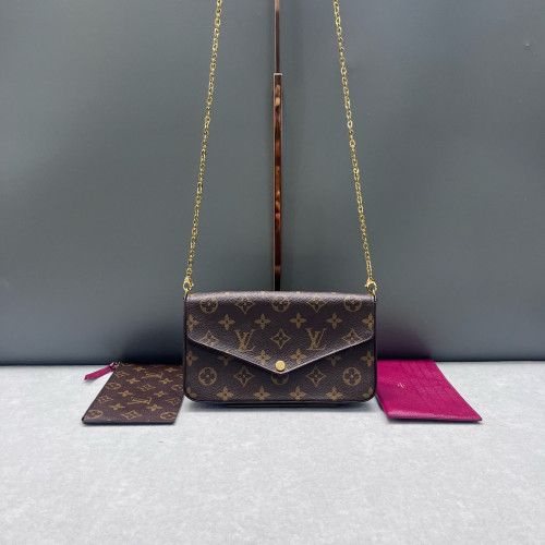 Louis Vuitton Pochette Felicie Chain Wallet Monogram Brown