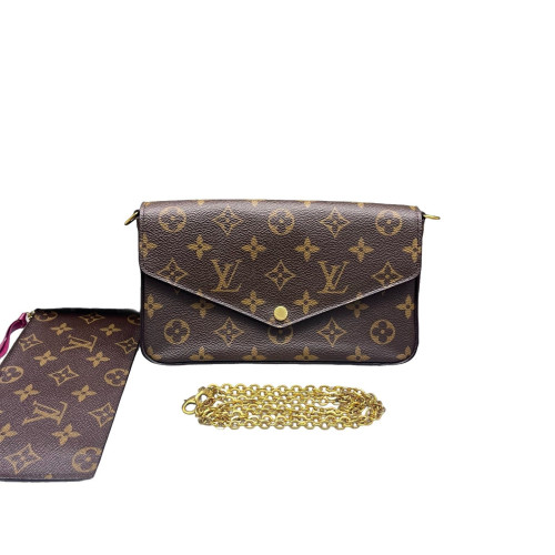 Louis Vuitton Pochette Felicie Chain Wallet Monogram Brown