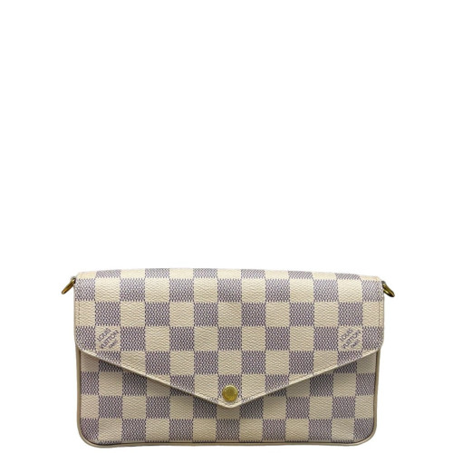 Louis Vuitton Pochette Felicie Chain Wallet Damier Azur White