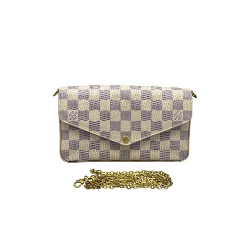 Louis Vuitton Pochette Felicie Chain Wallet Damier Azur White