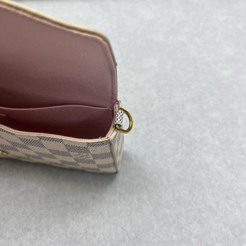 Louis Vuitton Pochette Felicie Chain Wallet Damier Azur White