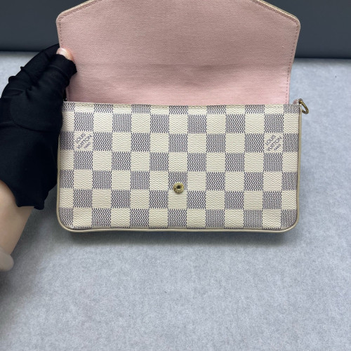 Louis Vuitton Pochette Felicie Chain Wallet Damier Azur White