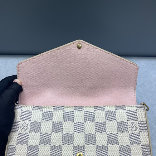 Louis Vuitton Pochette Felicie Chain Wallet Damier Azur White