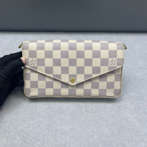 Louis Vuitton Pochette Felicie Chain Wallet Damier Azur White