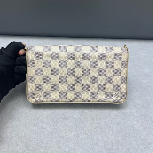 Louis Vuitton Pochette Felicie Chain Wallet Damier Azur White