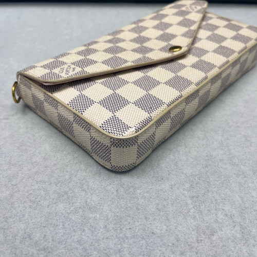 Louis Vuitton Pochette Felicie Chain Wallet Damier Azur White