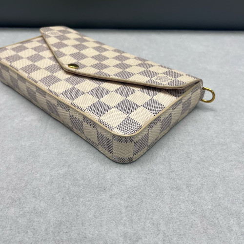 Louis Vuitton Pochette Felicie Chain Wallet Damier Azur White