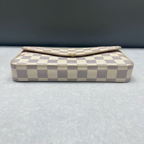Louis Vuitton Pochette Felicie Chain Wallet Damier Azur White