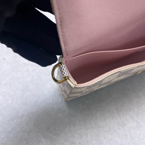 Louis Vuitton Pochette Felicie Chain Wallet Damier Azur White