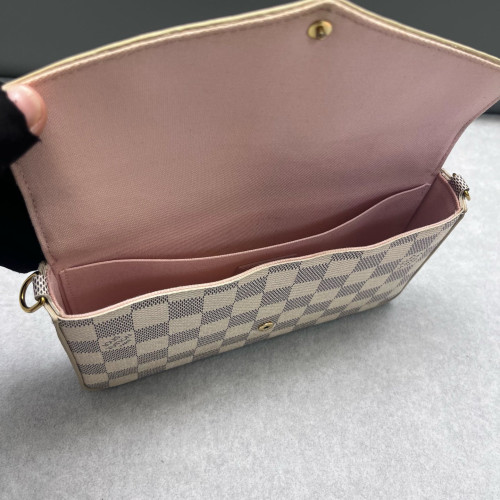 Louis Vuitton Pochette Felicie Chain Wallet Damier Azur White