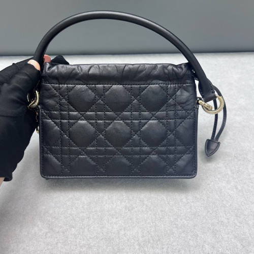 Dior Mini Lady Dior Milly Drawstring Bag Calfskin Black