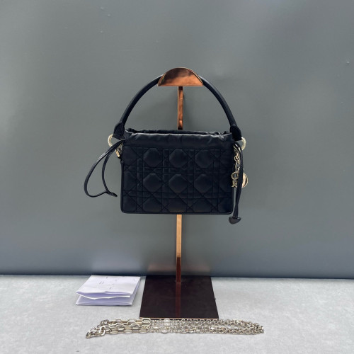 Dior Mini Lady Dior Milly Drawstring Bag Calfskin Black