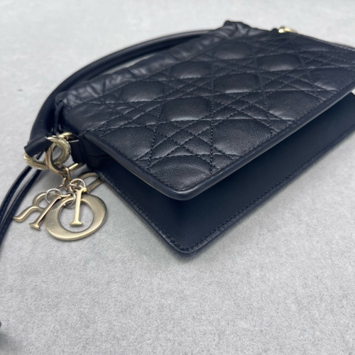 Dior Mini Lady Dior Milly Drawstring Bag Calfskin Black