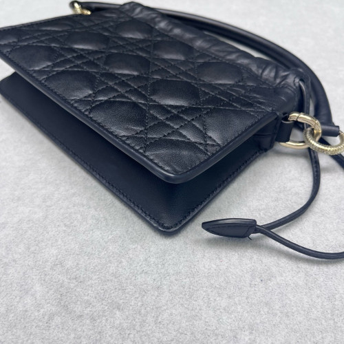 Dior Mini Lady Dior Milly Drawstring Bag Calfskin Black