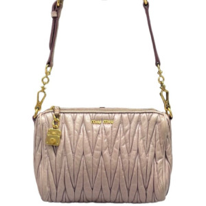 Miu Miu Shoulder Bag Crumpled Lambskin Light Tan