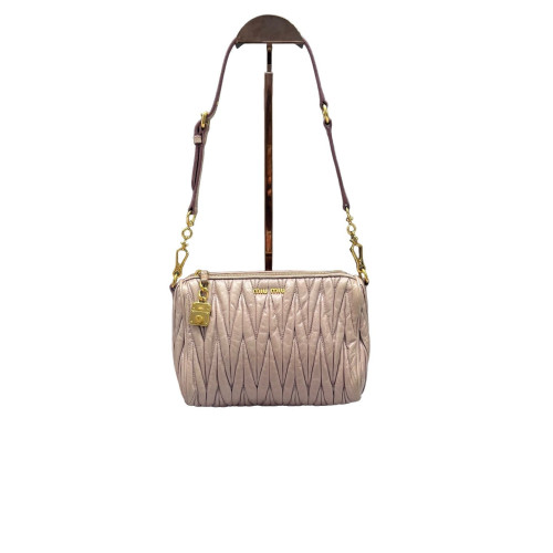 Miu Miu Shoulder Bag Crumpled Lambskin Light Tan