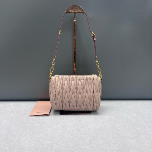 Miu Miu Shoulder Bag Crumpled Lambskin Light Tan
