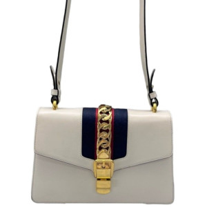 Gucci Small Sylvie Shoulder Bag Calfskin White