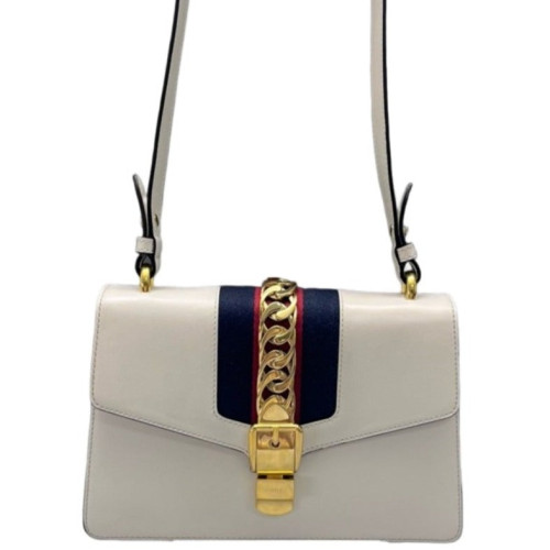 Gucci Small Sylvie Shoulder Bag Calfskin White
