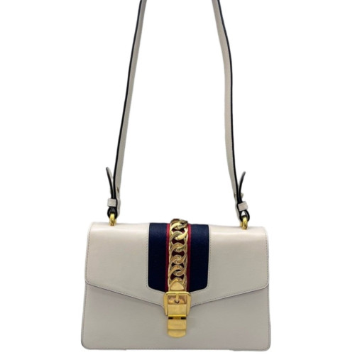 Gucci Small Sylvie Shoulder Bag Calfskin White