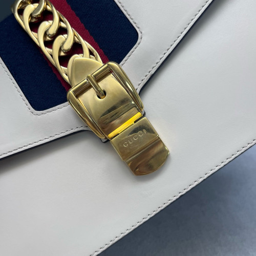 Gucci Small Sylvie Shoulder Bag Calfskin White
