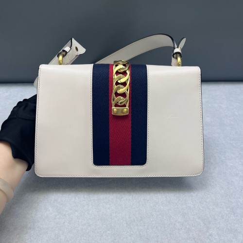 Gucci Small Sylvie Shoulder Bag Calfskin White