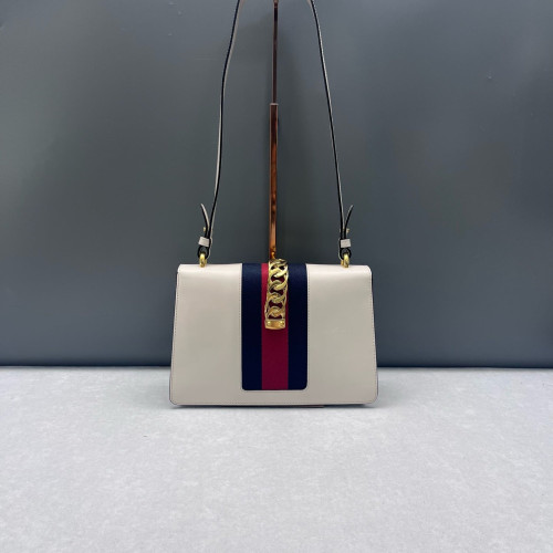 Gucci Small Sylvie Shoulder Bag Calfskin White