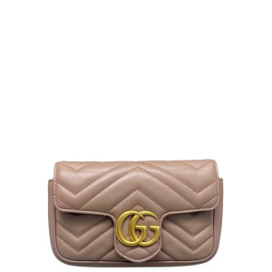 Gucci Matelasse Super Mini GG Marmont Calfskin Natural Tan