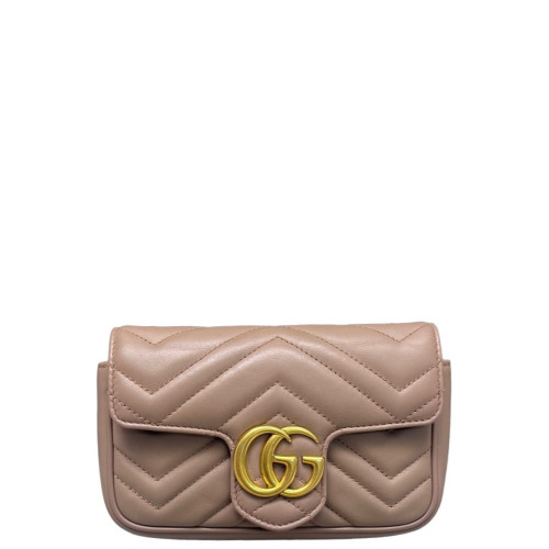 Gucci Matelasse Super Mini GG Marmont Calfskin Natural Tan