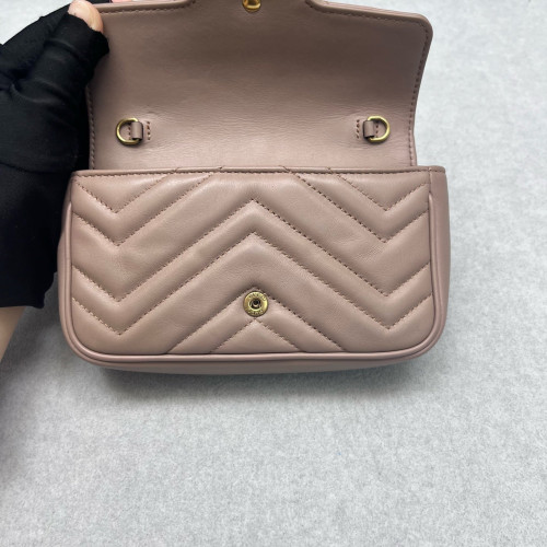 Gucci Matelasse Super Mini GG Marmont Calfskin Natural Tan