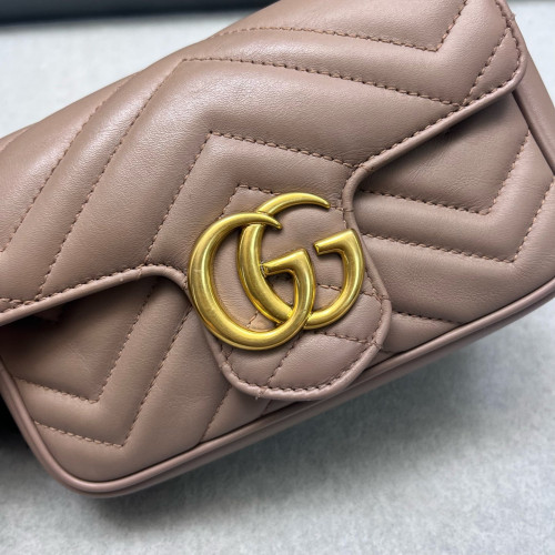 Gucci Matelasse Super Mini GG Marmont Calfskin Natural Tan
