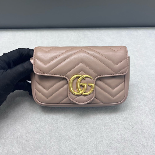 Gucci Matelasse Super Mini GG Marmont Calfskin Natural Tan
