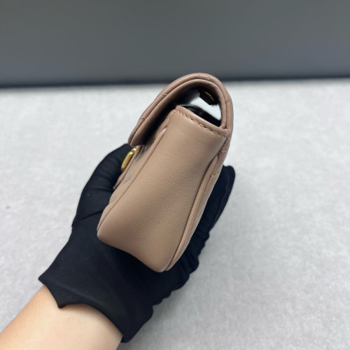 Gucci Matelasse Super Mini GG Marmont Calfskin Natural Tan