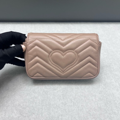 Gucci Matelasse Super Mini GG Marmont Calfskin Natural Tan
