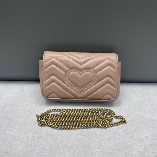 Gucci Matelasse Super Mini GG Marmont Calfskin Natural Tan