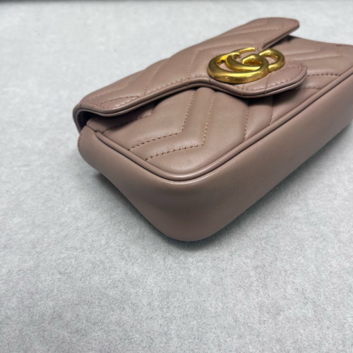 Gucci Matelasse Super Mini GG Marmont Calfskin Natural Tan