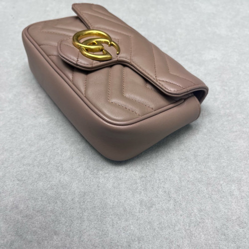 Gucci Matelasse Super Mini GG Marmont Calfskin Natural Tan