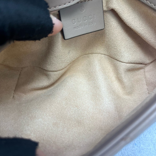 Gucci Matelasse Super Mini GG Marmont Calfskin Natural Tan