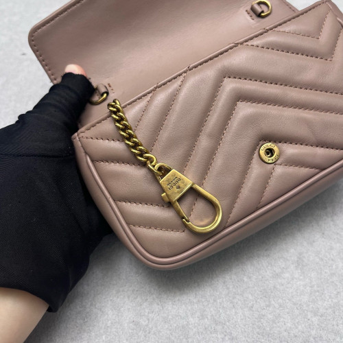 Gucci Matelasse Super Mini GG Marmont Calfskin Natural Tan