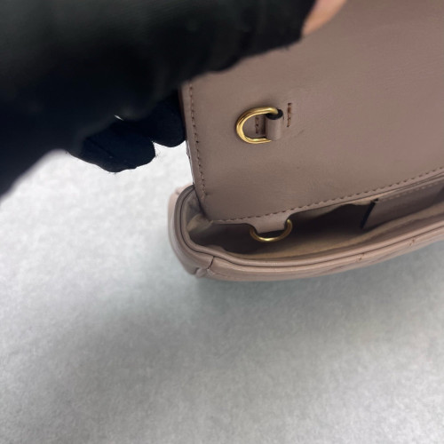 Gucci Matelasse Super Mini GG Marmont Calfskin Natural Tan