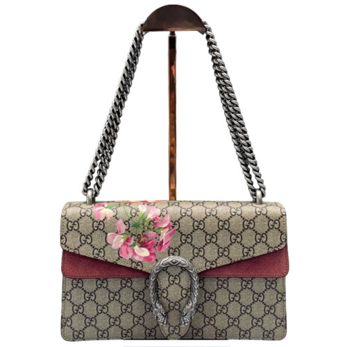 Gucci Meium Dionysus GG Supreme Monogram Blooms Beige Pink Burgundy