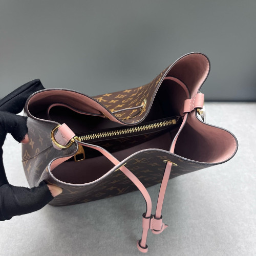 Louis Vuitton Neonoe MM Monogram Dark Brown Light Brown Pink Louis Vuitton Neonoe MM Monogram Dark Brown Light Brown Pink
