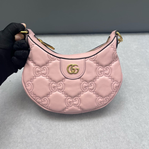 Gucci Mini Ophidia Half Moon Hobo Calfskin Pink