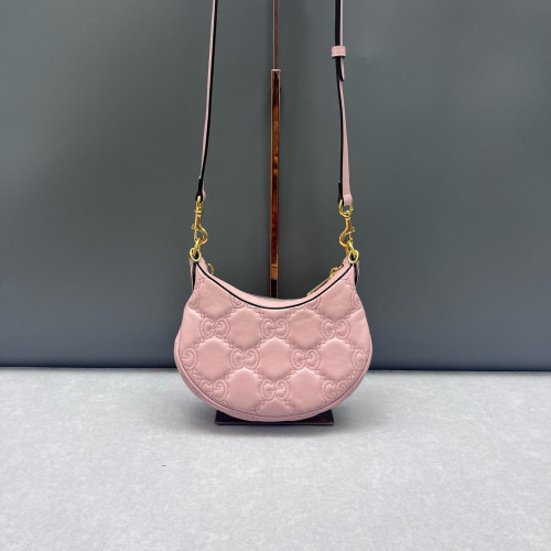 Gucci Mini Ophidia Half Moon Hobo Calfskin Pink