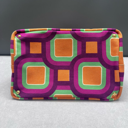 Prada Beach Tote Canvas Purple Green Orange