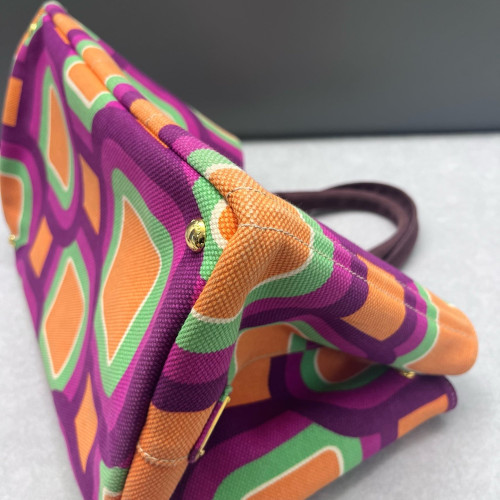 Prada Beach Tote Canvas Purple Green Orange