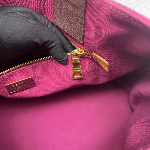Prada Beach Tote Canvas Purple Green Orange