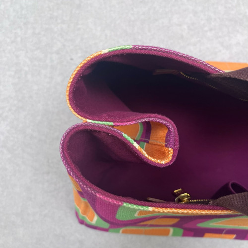 Prada Beach Tote Canvas Purple Green Orange
