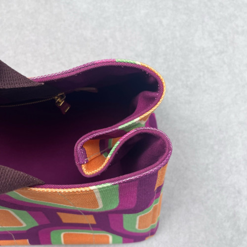 Prada Beach Tote Canvas Purple Green Orange