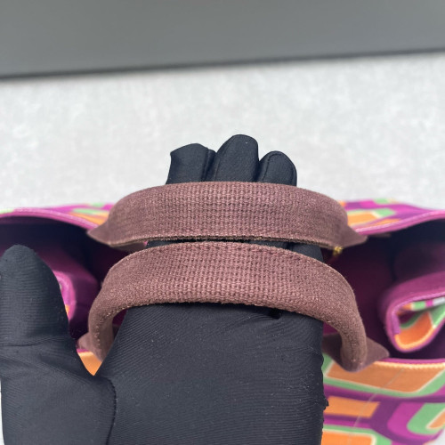 Prada Beach Tote Canvas Purple Green Orange